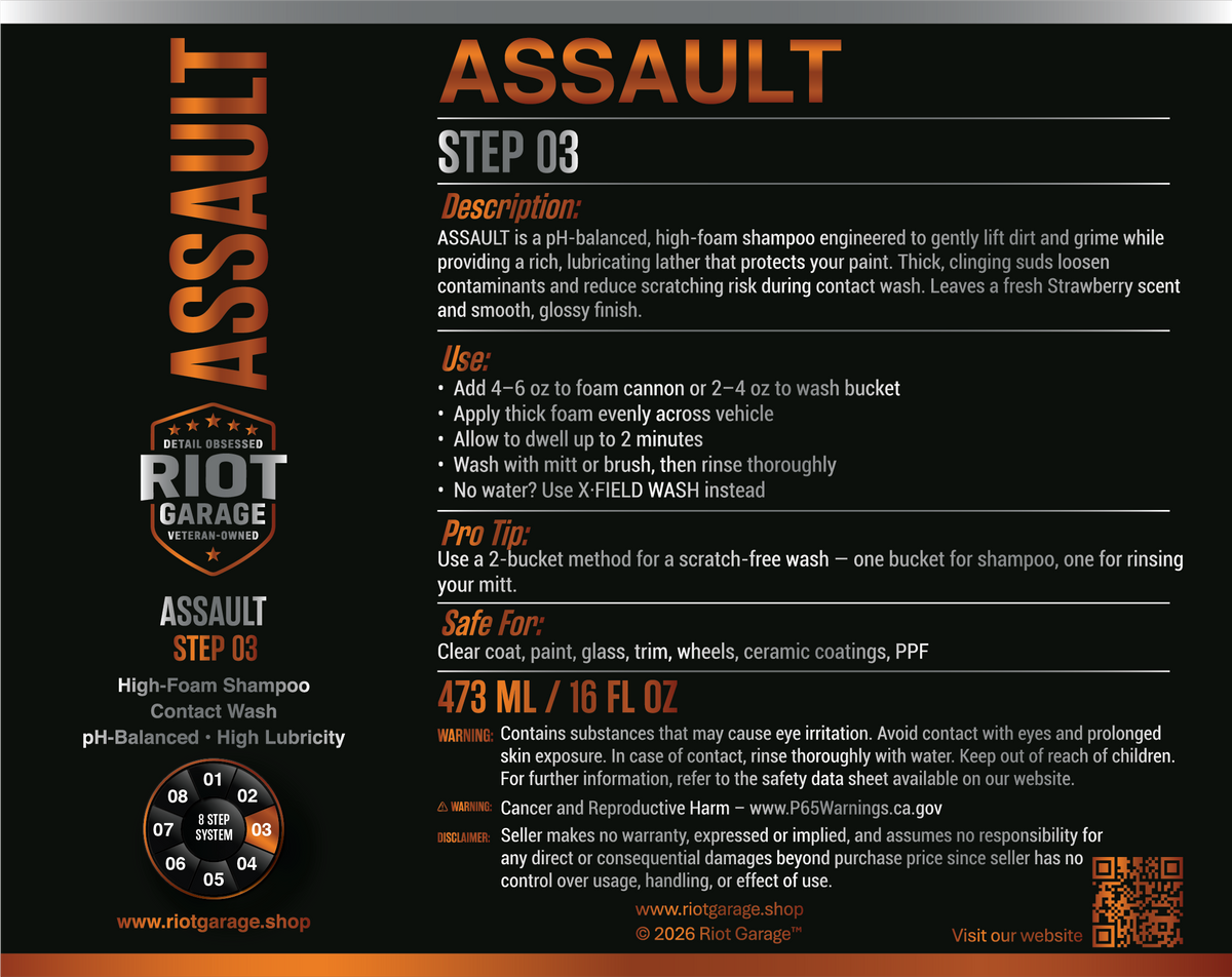 ASSAULT Step 03 High-Foam Shampoo — label detail