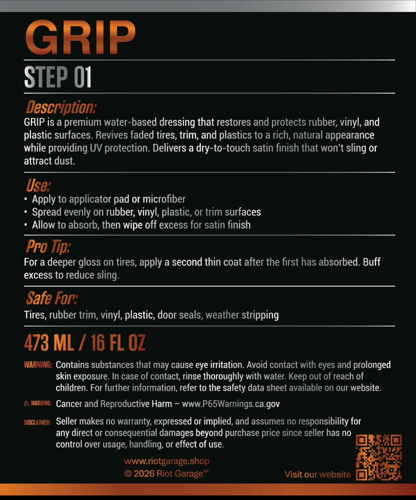 Step 01: GRIP - Tire & Trim Dressing — alternate view 1
