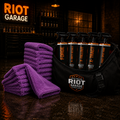 RECON — stacks of 16x16 ultra plush finishing towels with the Riot Garage duffel bag