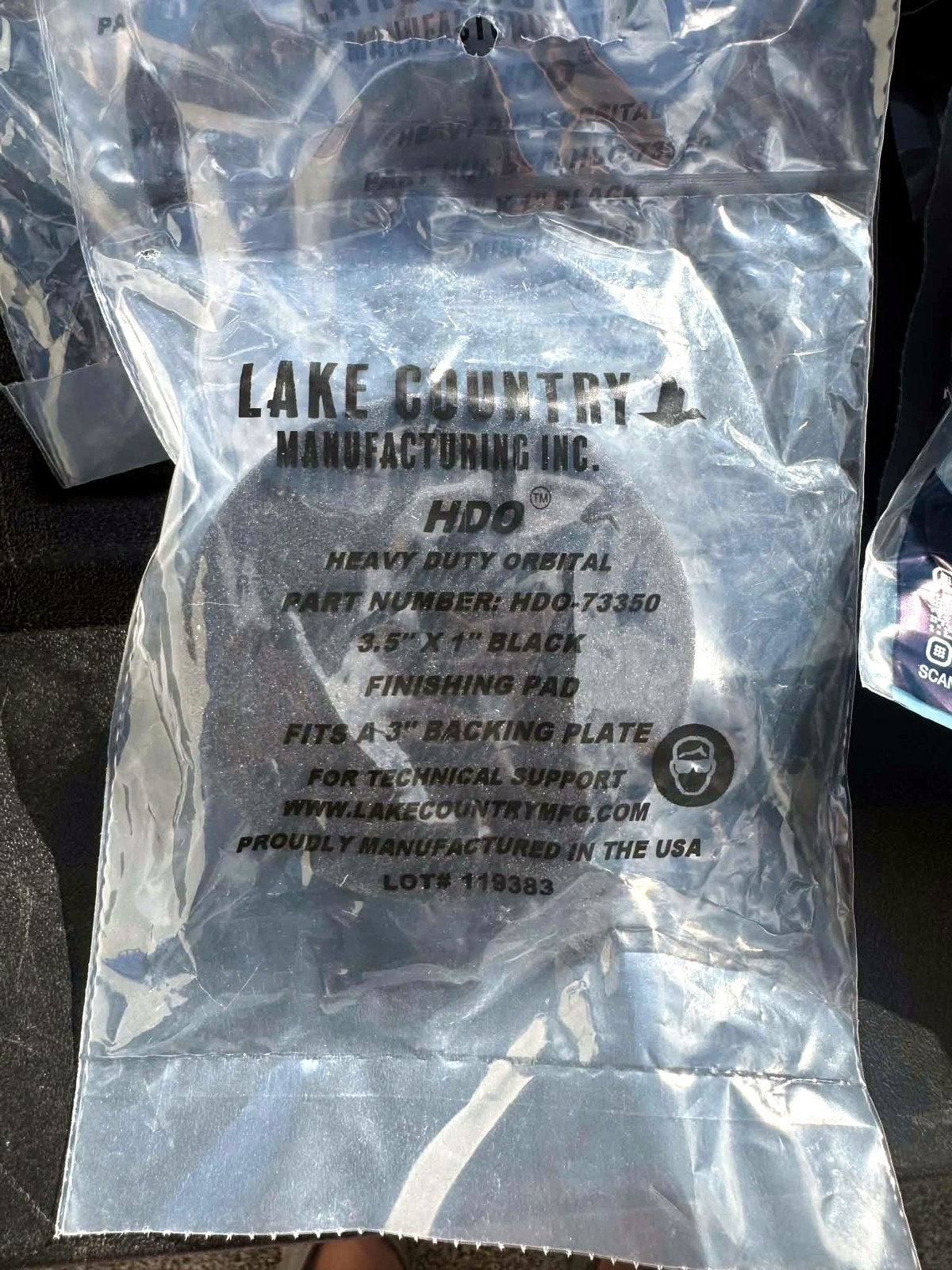 Lake Country HDO 3.5 in. Black Finishing Pad, part HDO-73350