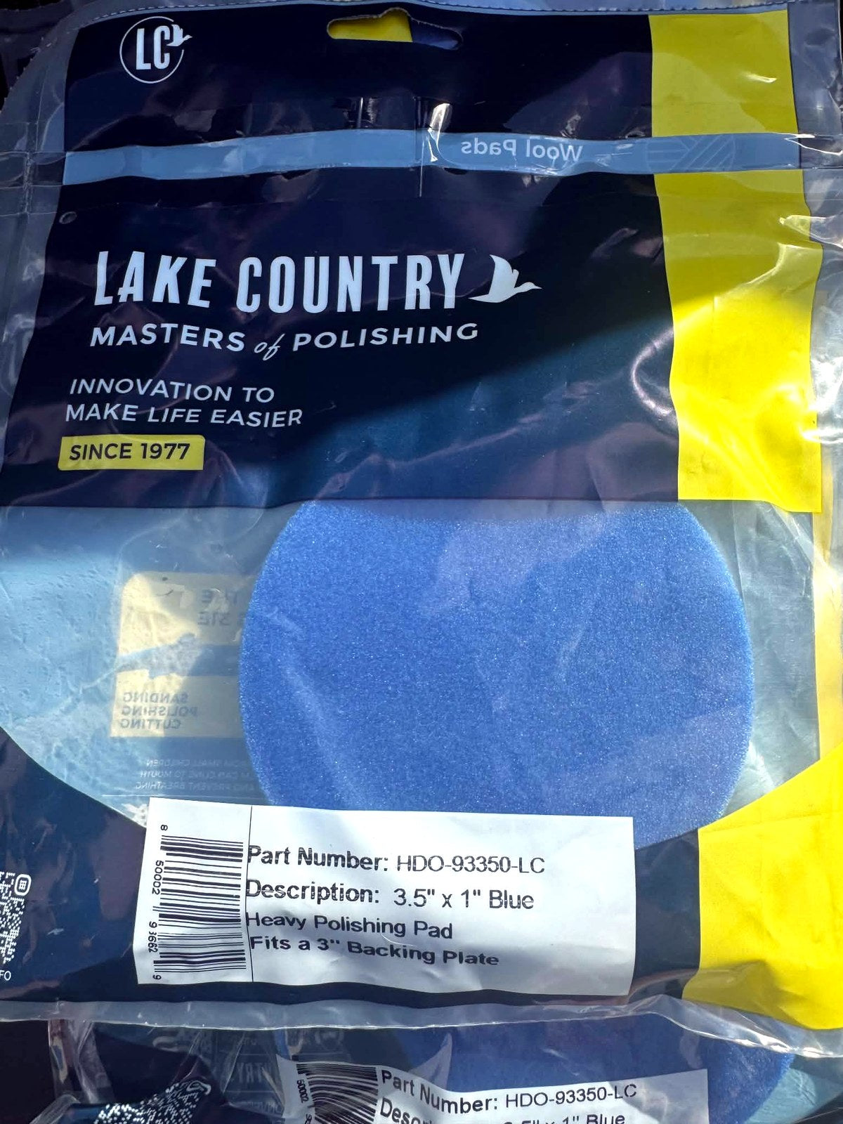 Lake Country HDO 3.5 in. Blue Heavy Polishing Pad, part HDO-93350-LC