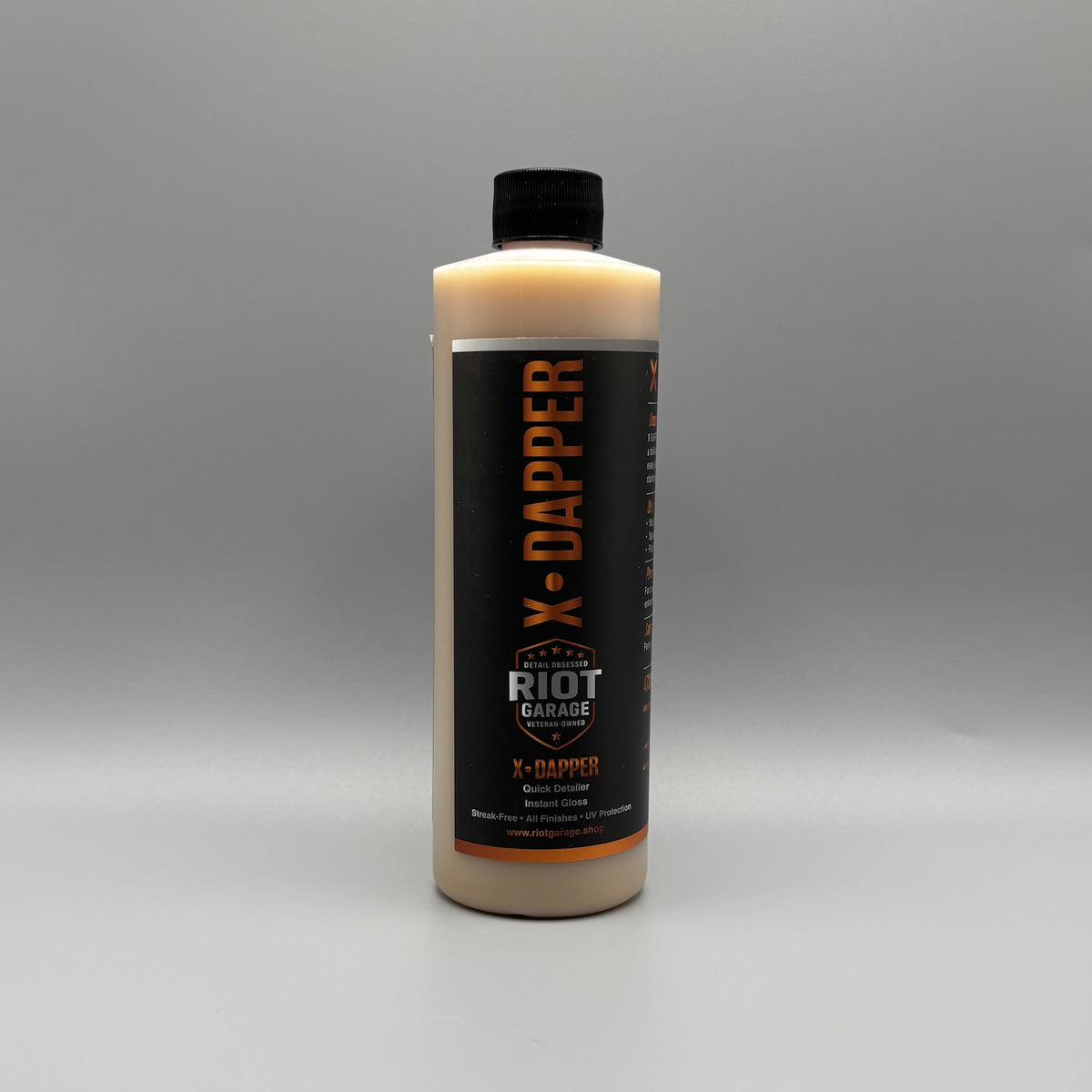 X·DAPPER Quick Detailer 16 oz bottle by Riot Garage — instant gloss between washes, streak-free with UV protection