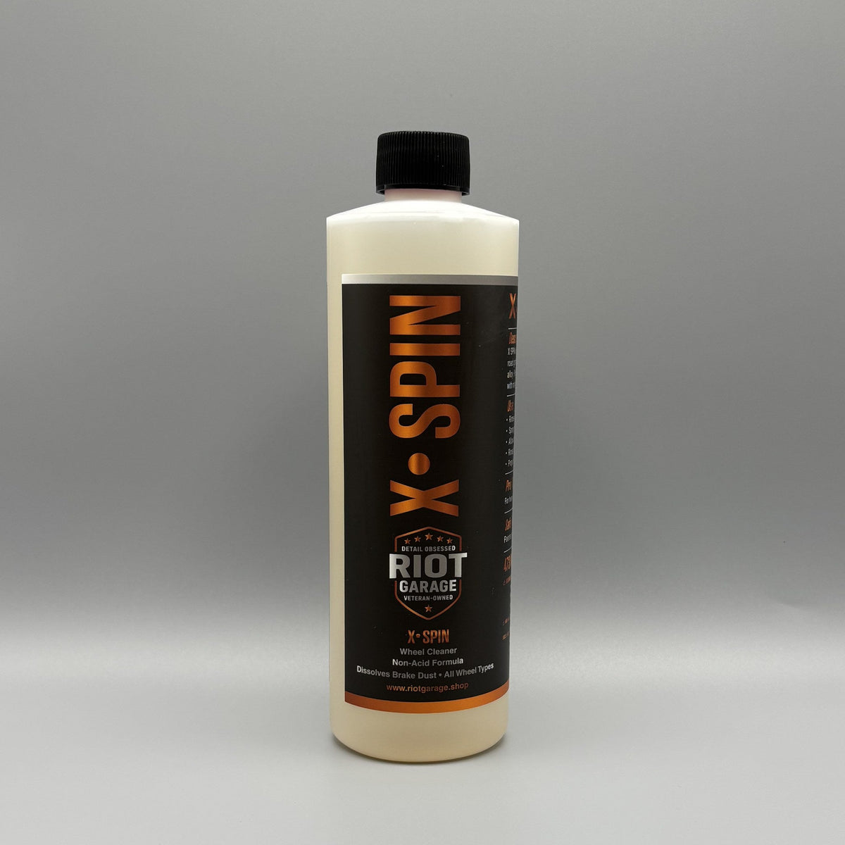 X·SPIN Wheel & Rim Cleaner 16 oz by Riot Garage — 24-pack case, non-acid brake dust remover