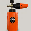 SUPA SOAKER foam cannon by Riot Garage — orange 1-liter bottle with stainless steel core and quarter-inch quick-connect